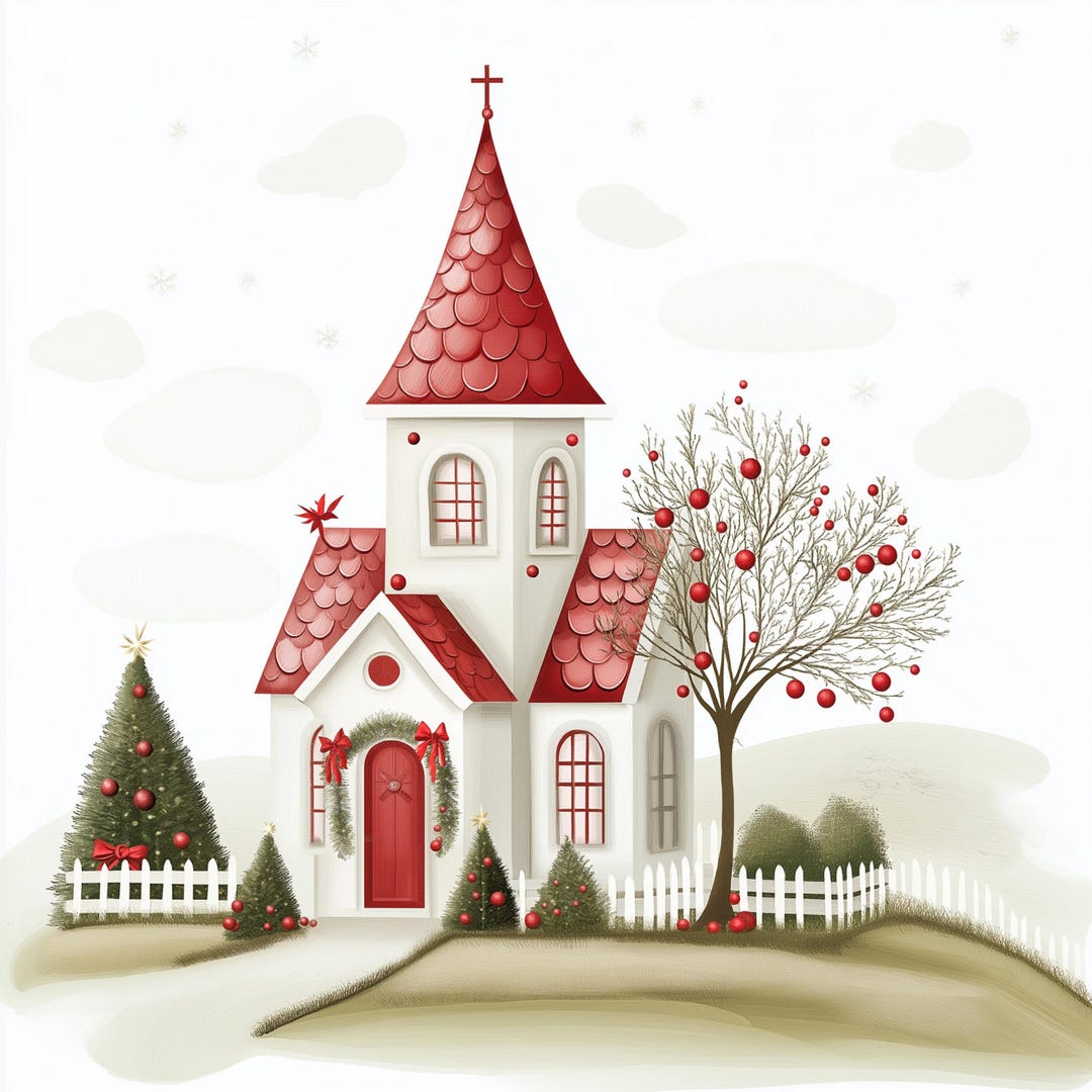 Charming Christmas Chapels Digital Pages | Holiday Printable Digital ...
