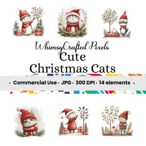 Cute Christmas Cats Digital Pages | Holiday Printable Digital ...