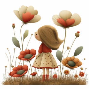 Páginas digitales con flores altas para niñas pequeñas / Fondos digitales imprimibles divertidos / Para álbumes de recortes, fabricación de tarjetas, manualidades / Archivos JPG para uso comercial