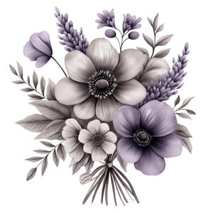 Grey Flower Art - Etsy