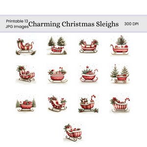 Charming Christmas Sleighs Digital Pages | Holiday Printable Digital ...