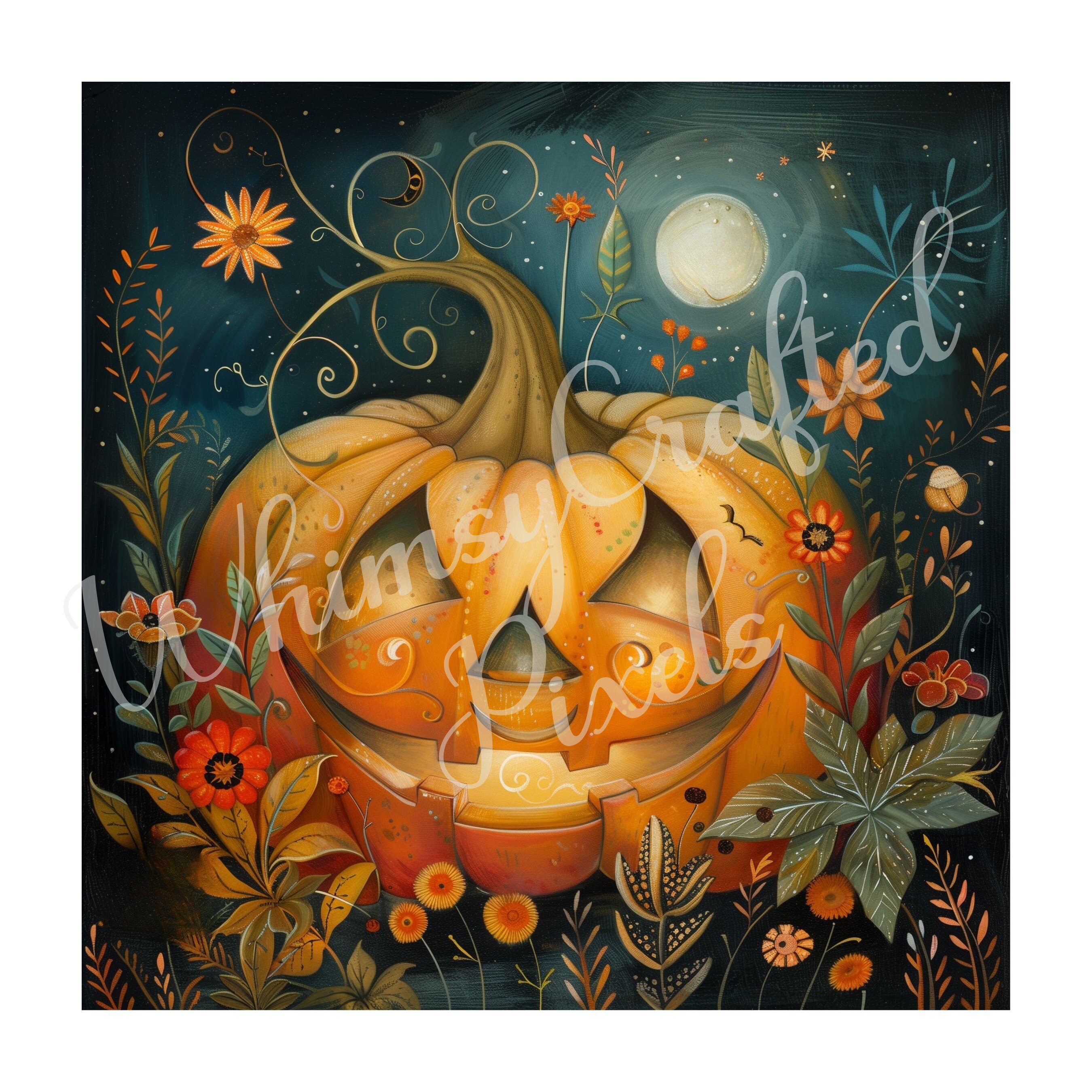 Jack-o-lantern Digital Pages | Halloween Printable Digital Backgrounds ...