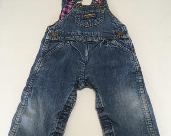 Vintage oshkosh b&#39;gosh overalls vestbak blue jean snap button closure