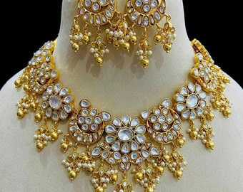 Handmade Kundan Jadau Necklace Set – Indian Bridal Jewelry