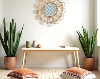 Handmade Rattan Wall Art – Boho Woven Hanging – Natural Coastal Wall Decor – Production by Hand – Rustic Eco-Friendly Home Accent