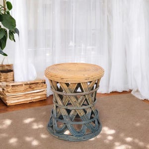 Rattan Coffee Table Vintage Inspired Natural Wicker Versatile Centerpiece for Gathering Spaces Round Rattan Side Table