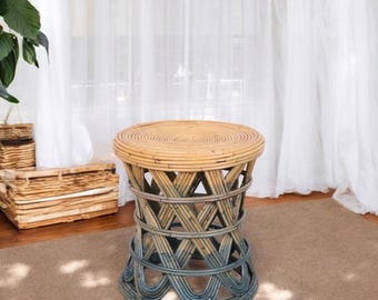 Rattan Coffee Table Vintage Inspired Natural Wicker Versatile Centerpiece for Gathering Spaces Round Rattan Side Table