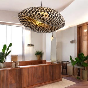 Bamboo Chandelier  Rattan Hanging Lamp  Bohemian Lighting  Wicker Light Hanging  Rattan Chandelier