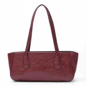 Handgemachte weinrote Leder Umhängetasche Vintage Stil Shule Tasche - Minimalistische Top Griff Geldbörse elegante Alltagstasche weich strukturierte Handtasche