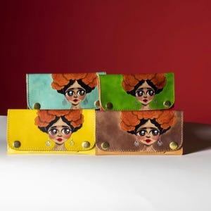 Cartera de cuero para mujer, tarjetero delgado, minimalista, de cuero