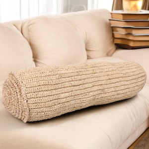 Cylinder Raffia Throw Pillow, Bohemian Decoration Raffia Cushion Cover Lumbar Pillow