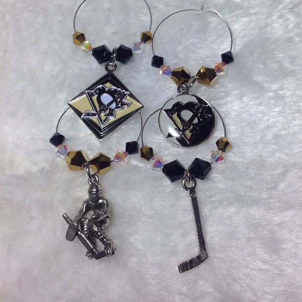 Pittsburgh Penguins Stanley Cup Winners-2016 4 pc Wine Charm Set