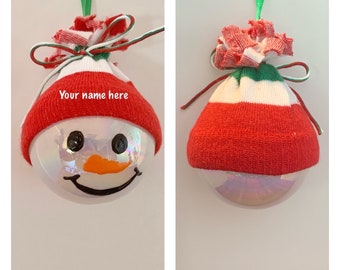 3" Iridescent Glass Snowman Ornament With Sock Hat