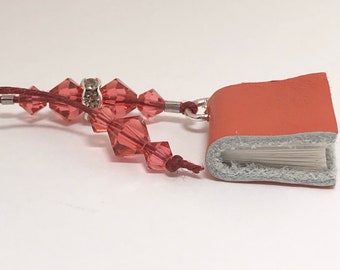 Real Leather Orange Adjustable Bookmark!