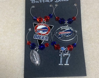 4 PC Buffalo Bills Wine Charm Set!