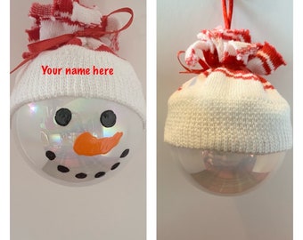 3" Iridescent Glass Snowman Ornament with Sock Hat