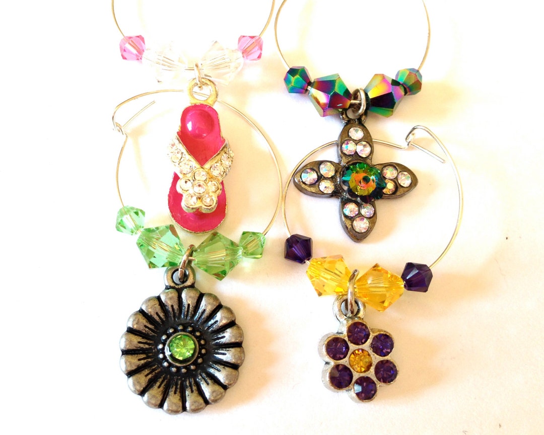 4 Pc razzle Dazzle Wine Charm Set Etsy