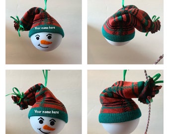 3" Satin Finish Glass Snowman Ornament with Sock Hat