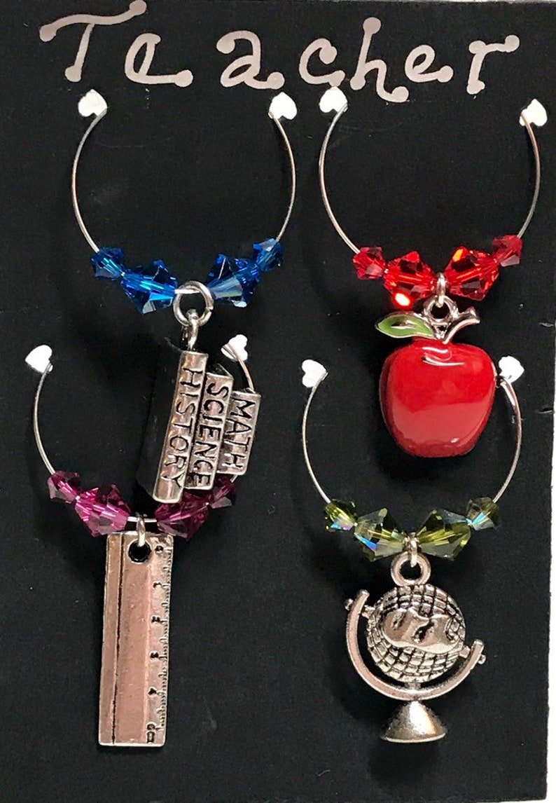 Favorite Teacher 4PC Wine Charm Set image 1