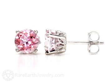 Pink Topaz Earrings 14K Pink Stud Earrings 5mm 6mm 8mm Post Earrings