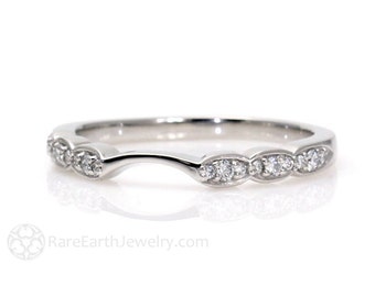 Matching Diamond Wedding Band for Platinum Asscher and Round Halo Engagement Rings