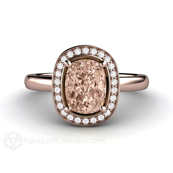 Rose Gold Morganite Engagement Ring Cushion Cut Morganite Ring Etsy