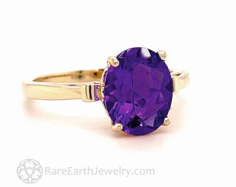 Natural Amethyst Ring Vintage Inspired Oval Solitaire Ring Gold Fleur de Lis Design New Orleans Jewelry February Birthstone Push Present