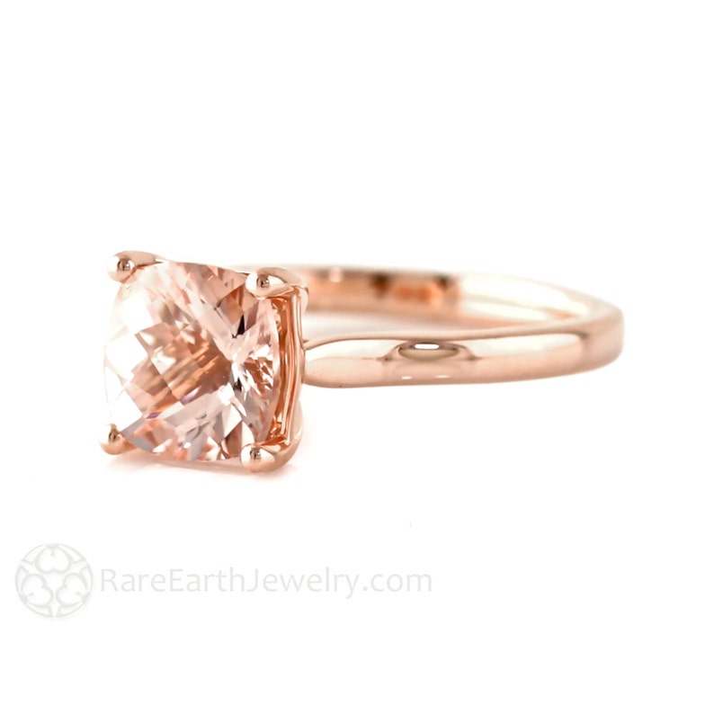 cushion cut morganite engagement ring natural morganite solitaire ring rose gold pink peach stone