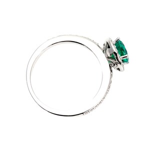 Round Emerald Engagement Ring with Diamond Halo | Lab Grown Emerald Ring | May Birthstone Ring in 14K 18K Gold or Platinum image 6