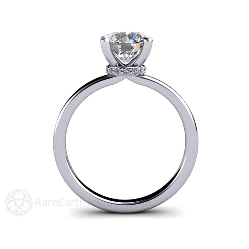 Platinum Solitaire Engagement Ring Moissanite Engagement Ring Etsy