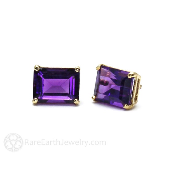 14k 5mm Princess Cut Amethyst Earrings February 14k 5mm Princess Cut Amethyst Earrings February
