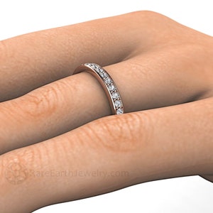 Natural Diamond Wedding Band Real Diamond Wedding Ring Anniversary Band Diamond Stackable Band 14K or 18K Gold Platinum image 4