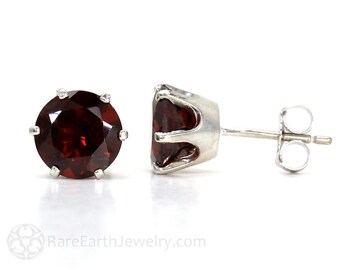 14K Garnet Earrings Red Mozambique Garnet Stud Earrings Post Earrings January Birthstone