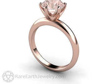 Morganite Solitaire Engagement Ring Rose Gold Morganite Ring Classic Six Prong 2 Carat Solitaire in 14K 18K Gold Pink Stone Engagement Ring