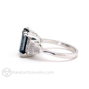 Art Deco Engagement Ring London Blue Topaz Ring With Diamonds Vintage ...