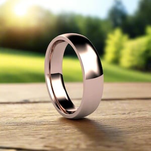 5mm Comfort Fit Gold Wedding Band | Half Round Unisex Wedding Ring in 14K Gold