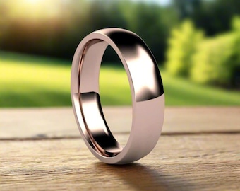 5mm Comfort Fit Gold Wedding Band | Half Round Unisex Wedding Ring in 14K Gold