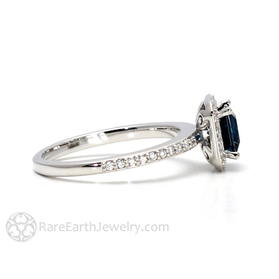 V3 Jewelry Sterling Silver 1.35CT Natural London Blue Topaz Engagement Cluster Ring