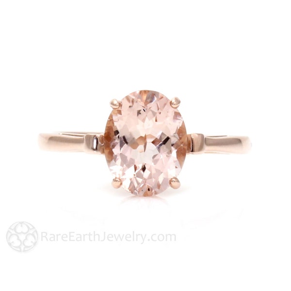 Rose Gold Morganite Ring Custom Oval Gemstone Ring 14K or 18K Gold Fleur de Lis Pink Gemstone Ring