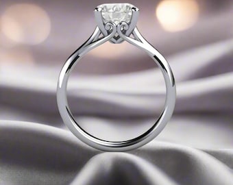 2 Carat Lab Grown Diamond Engagement Ring | Vintage Solitaire with Filigree | Ethical Diamond Ring in Gold or Platinum