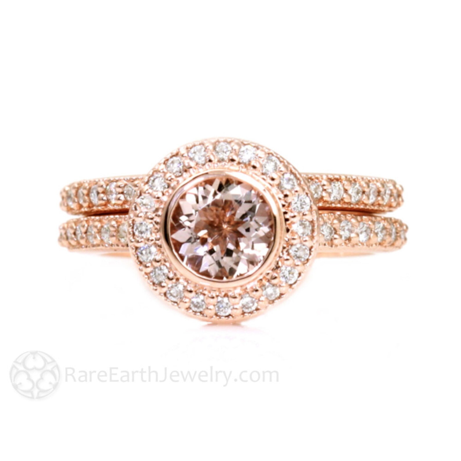 Bezel Wedding Set Engagement Ring Ring Etsy