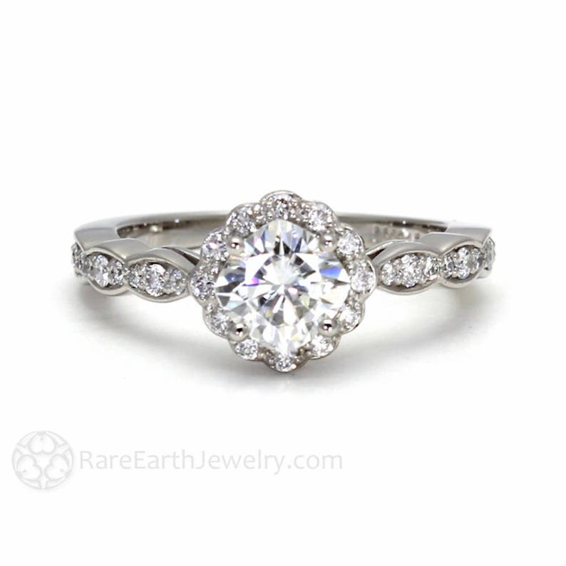 Platinum Moissanite Diamond Halo Engagement Ring Cushion Cut Fo Platinum Moissanite Diamond Halo Engagement Ring Cushion Cut Fo