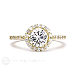 Moissanite Engagement Ring Moissanite Ring Halo  Forever One