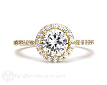 Moissanite Engagement Ring Moissanite Ring Halo  Forever One