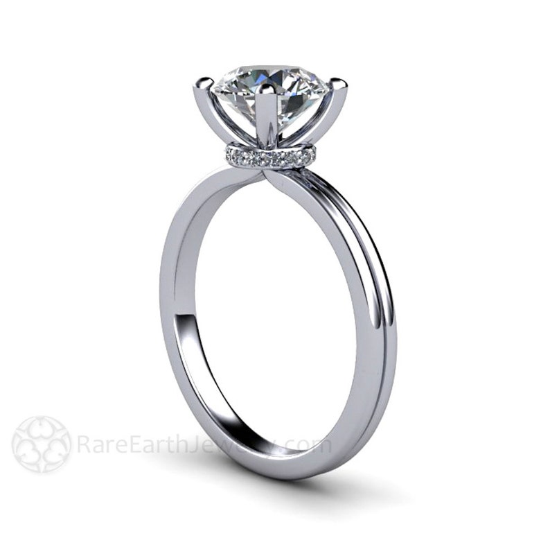 Platinum Solitaire Engagement Ring Moissanite Engagement Ring Etsy