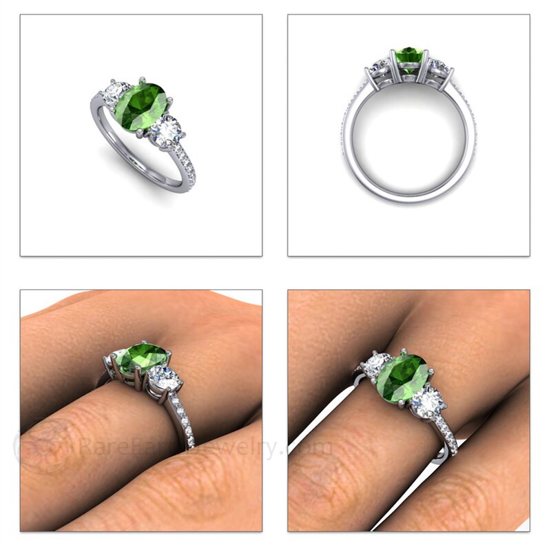 Tsavorite Ring Diamond Green Engagement Ring 14K Etsy