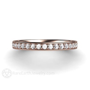 Natural Diamond Wedding Band Real Diamond Wedding Ring Anniversary Band Diamond Stackable Band 14K or 18K Gold Platinum