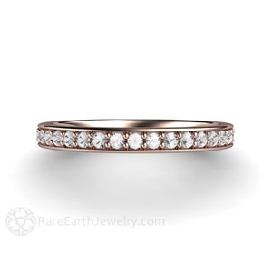 rose gold diamond band real natural diamonds in real solid gold, diamond wedding ring or anniversary band