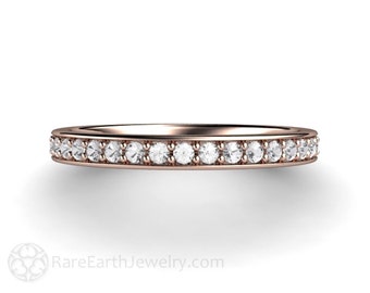 Natural Diamond Wedding Band Real Diamond Wedding Ring Anniversary Band Diamond Stackable Band 14K or 18K Gold Platinum