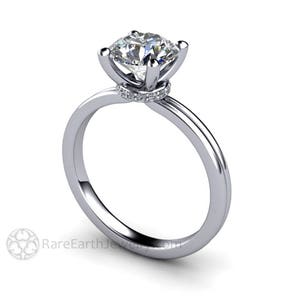 Moissanite Solitaire Engagement Ring Forever One Moissanite Engagement Ring Round Moissanite Ring Eco-Friendly Diamond Alternative image 1